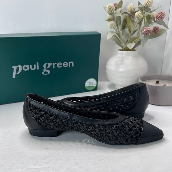 Paul Green Aries Flat Soft Nappa Diva Slip On Pointed Toe Black Women 7.5 - Picture 5 of 11